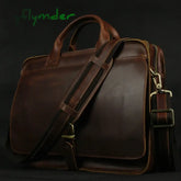 Cyflymder Luxury Genuine Leather Men Briefcase Business Bag Leather portfolio Laptop Bag Shoulder Messenger Bag male