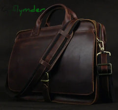 Cyflymder Luxury Genuine Leather Men Briefcase Business Bag Leather portfolio Laptop Bag Shoulder Messenger Bag male
