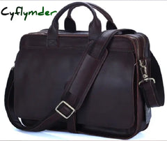 Cyflymder Luxury Genuine Leather Men Briefcase Business Bag Leather portfolio Laptop Bag Shoulder Messenger Bag male