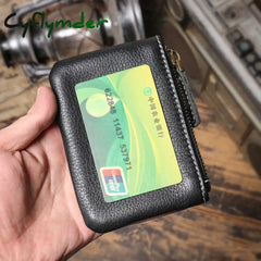 Cyflymder Luxury Genuine Leather Mini Coin Purse Men Zipper Short Wallet Women Cowhide Small Pouch Card Holder Daily