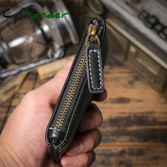 Cyflymder Luxury Genuine Leather Mini Coin Purse Men Zipper Short Wallet Women Cowhide Small Pouch Card Holder Daily