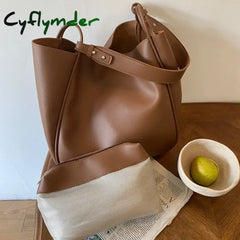 Cyflymder Luxury Tote Bag Woman Trend Large Capacity Female Shoulder Bag High Quality Leather Simple Designer Woman
