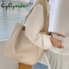Cyflymder Luxury Tote Bag Woman Trend Large Capacity Female Shoulder Bag High Quality Leather Simple Designer Woman