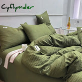 Cyflymder Luxury Waffle Lattice Bed Linen Set High Sense Washable Cotton-Wool Light Dormitory Bed Linen 3-Piece Set