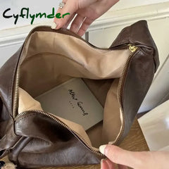 Cyflymder Maillard Retro Shoulder Bag Women New Trendy South Korean Tote Bag All-Match Large Capacity Shoulder Bag
