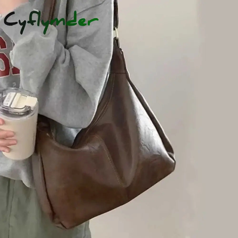 Cyflymder Maillard Retro Shoulder Bag Women New Trendy South Korean Tote Bag All-Match Large Capacity Shoulder Bag