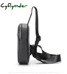 Cyflymder Male Chest Bags Genuine Leather Crossbody Bag Men Sling Pack For Casual One Shoulder Black