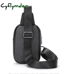 Cyflymder Male Chest Bags Genuine Leather Crossbody Bag Men Sling Pack For Casual One Shoulder Black
