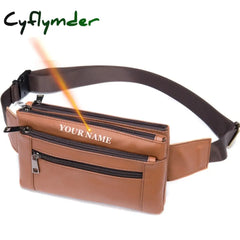 Cyflymder Male Fanny Pack Men’s Waist Bag Genuine Leather Belt Pouch Hip Bags Sport Phone Money