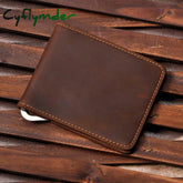 Cyflymder Male Genuine Leather Design Fashion Slim Wallet Front Pocket Money Clip Mini Bill Purse