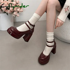 Cyflymder Mary Jane Pumps For Women Girls Fashion Brand New Chunky Heel Wedding Dress Shoes Spring New Pumps Classic
