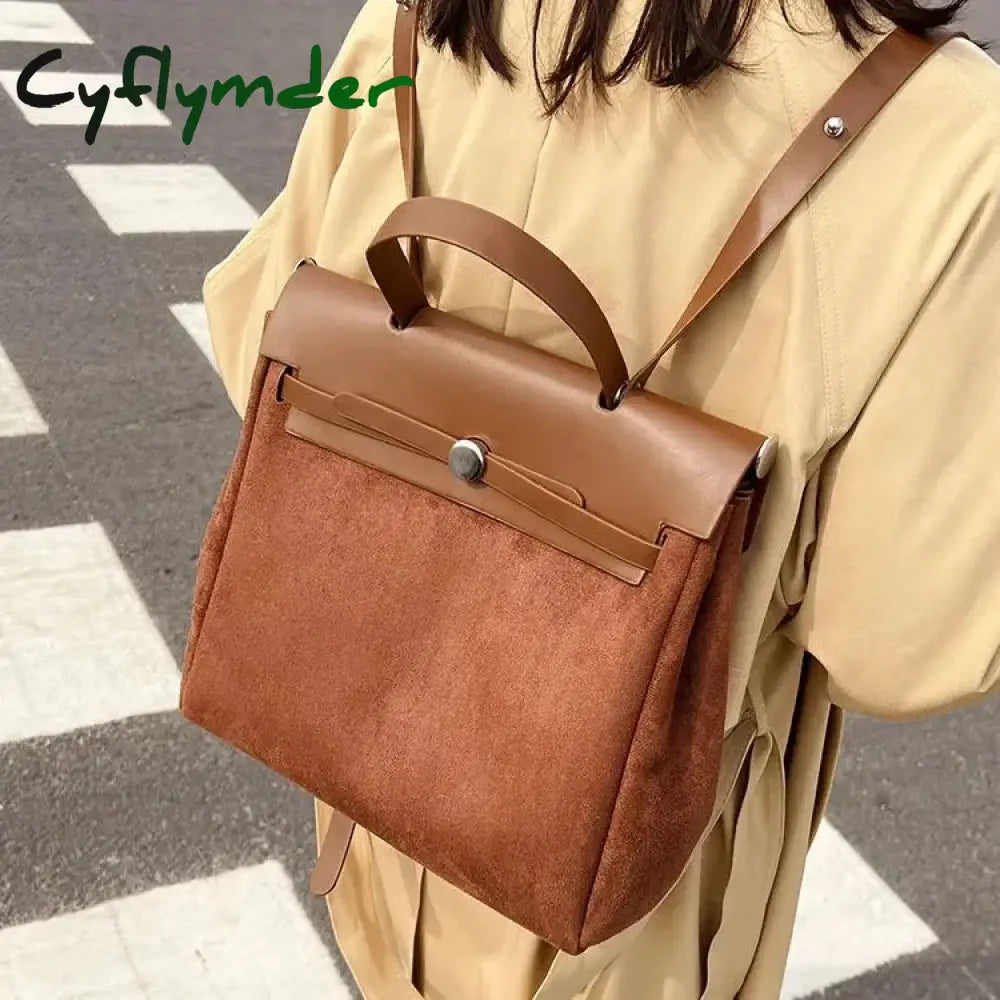 Cyflymder Matte Pu Leather Women Backpacks Large Multifunctional Female Shoulder Bag Student