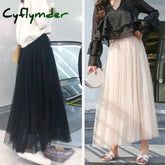 Cyflymder Maxi Long Tulle Skirt Women High Waist Ball Gown Skirts Spring Summer Elastic Adult Tutu