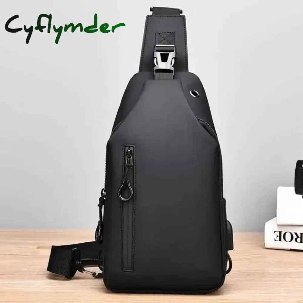 Cyflymder Men Bag Fashion New Solid Color Men Chest Bag Outdoor Casual Fashion One Shoulder Crossbody Bag Nylon USB