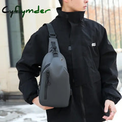 Cyflymder Men Bag Fashion New Solid Color Men Chest Bag Outdoor Casual Fashion One Shoulder Crossbody Bag Nylon USB