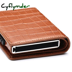 Cyflymder Men Credit Card Holders Fashion Business Rfid Aluminium Case Automatic Bank Purse Smart