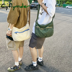 Cyflymder Men Crossbody Bags Retro Cargo Harajuku Shoulder All-Match Large Capacity Satchels School