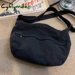 Cyflymder Men Crossbody Bags Retro Cargo Harajuku Shoulder All-Match Large Capacity Satchels School
