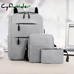 Men Multi-zip Laptop Backpack Set with pen bag Bookbag Set College Bag Set High School Students Graduate Students University Freshman Sophomore for Commute Outdoors Hiking Travel 3pcs