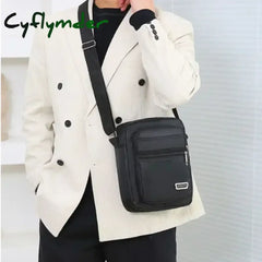 Cyflymder Men Nylon Shoulder Bag Messenger Bag Casual Waterproof Nylon Zipper Pocket Handbag Fashion Tote Travel Male