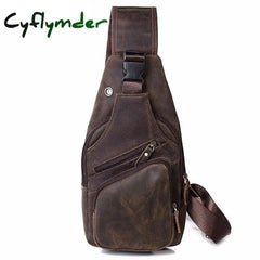 Cyflymder Men Original Crazy Horse Leather Casual Triangle Crossbody Chest Sling Bag Design Travel