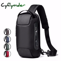 Cyflymder Men Oxford Sling Backpack Rucksack Knapsack Bags With Usb Charge Port Anti-Theft Travel