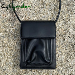 Cyflymder Men Small Crossbody Bag Pu Leather Casual Wild Messenger Bags Solid Color Boys Shoulder