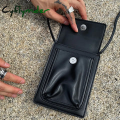 Cyflymder Men Small Crossbody Bag Pu Leather Casual Wild Messenger Bags Solid Color Boys Shoulder