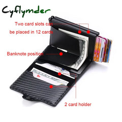 Cyflymder Men Wallets Luxury Brand Carbon Fiber Anti Rfid Credit Card Holder Mens Double Cardholder