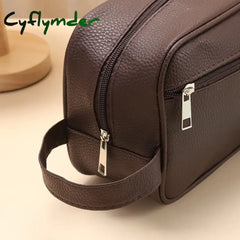 Cyflymder Men Waterproof Travel Toiletries Storage Bag Pvc Lychee Pattern Cosmetic Portable Makeup