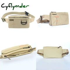 Cyflymder Men Women Nylon 4 Pockets Waterproof Waist Packs Fashion Male Wear Resistant Black Fanny