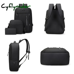 Cyflymder Men’s 3Pcs Backpack New Multifunctional Bag Large Capacity Usb Charging For 15.6 Inch