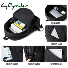 Cyflymder Men’s Backpack Oxford Waterproof 14 Inch Laptop Unisex Casual Mochila Sports Travel