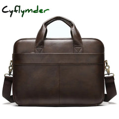 Cyflymder Men’s Bag Genuine Leather Men Briefcase For Laptop 14 Messenger Business Portfolio