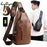 Men's Crossbody Bag Shoulder Bag Chest Bag Leather Outdoor Daily Holiday Zipper Large Capacity Waterproof Lightweight