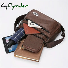Cyflymder Men’s Crossbody Bag Shoulder Messenger Pu Leather Daily Holiday Zipper Adjustable Large