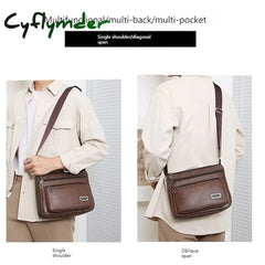 Cyflymder Men’s Crossbody Bag Shoulder Messenger Pu Leather Daily Holiday Zipper Adjustable Large