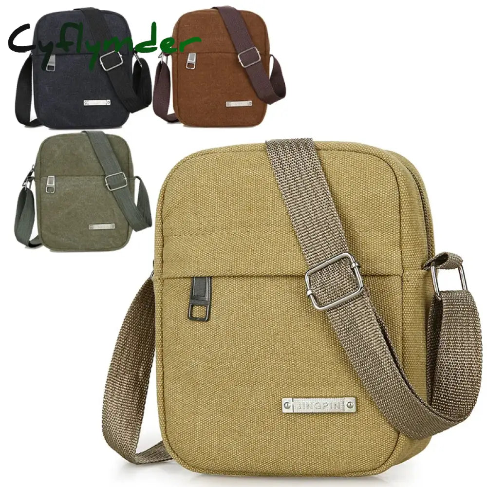 Cyflymder Men’s Fashion Canvas Small Bag Casual Men Mini Handbags Male Cross Body Shoulder