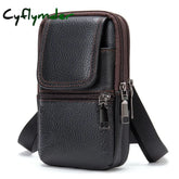 Cyflymder Men’s Genuine Leather Mobile Phone Bag Belt Pockets Fanny Packs Mini Waist For Men