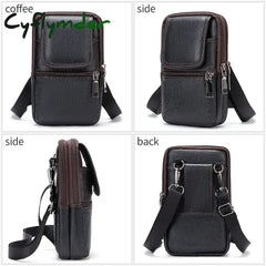 Cyflymder Men’s Genuine Leather Mobile Phone Bag Belt Shoulder Crossbody