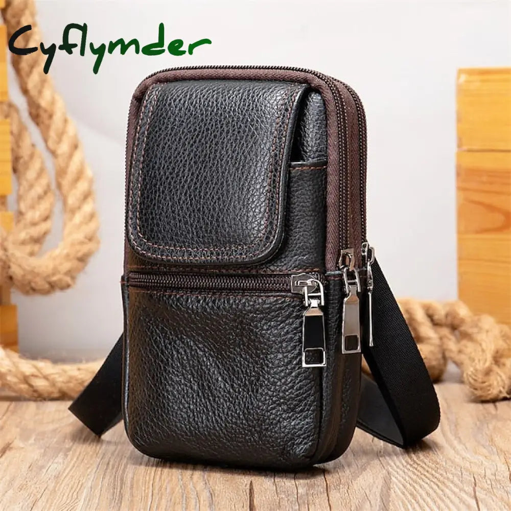 Men's Genuine Leather Mobile Phone Bag Men's Belt Bag Men's Belt Bag Men's Shoulder Crossbody Bag