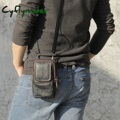 Cyflymder Men’s Genuine Leather Mobile Phone Bag Belt Shoulder Crossbody