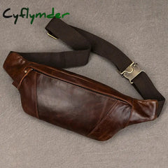 Cyflymder Men’s Leather Chest Bags Crossbody Shoulder Bag For Man Male Leather Waist Pack Sling Bag For Outdoor Sports