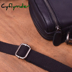 Cyflymder Men’s Leather Slant Bag Men’s Street Shoulder Fashion Mobile Phone Cowhide Casual