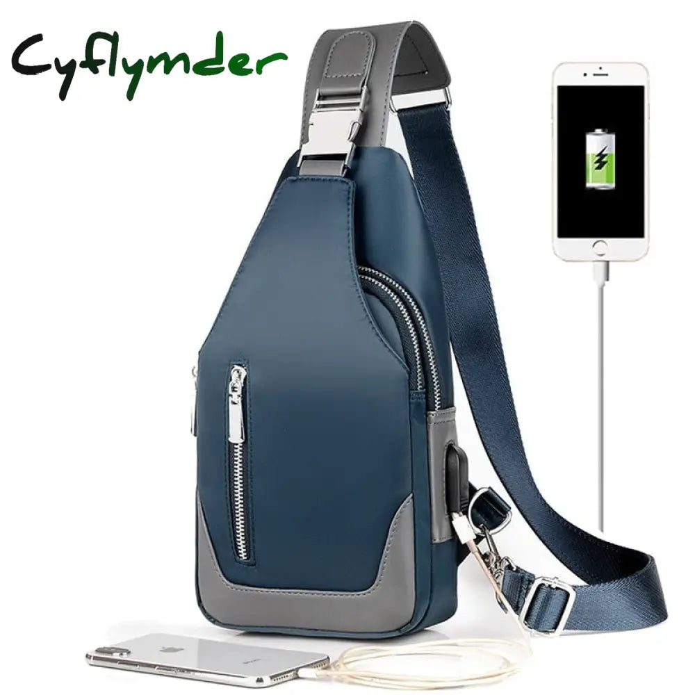 Men's Messenger bag shoulder Oxford cloth Chest Bags Crossbody Casual messenger bags Man USB charging Multifunction Handbag