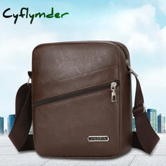 Cyflymder Men‘s PU Shoulder Bag Messenger Bag Casual Waterproof Nylon Zipper Pocket Handbag Fashion Tote Travel Male