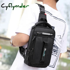 Cyflymder Men’s Shoulder Bag Sling Chest Pack Usb Charging Sports Crossbody Handbag Travel