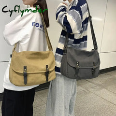 Cyflymder Messenger Bags Women Japanese Fashion Vintage Large Capacity Cross-Body Canvas Bag Unisex