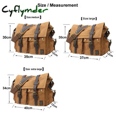 Cyflymder Military Canvas + Genuine Leather Men Messenger Bag Shoulder Men Crossbody Casual