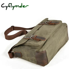 Cyflymder Military Vintage Canvas Leather Crossbody Bag Men Shoulder Bags Waterproof Travel Satchel